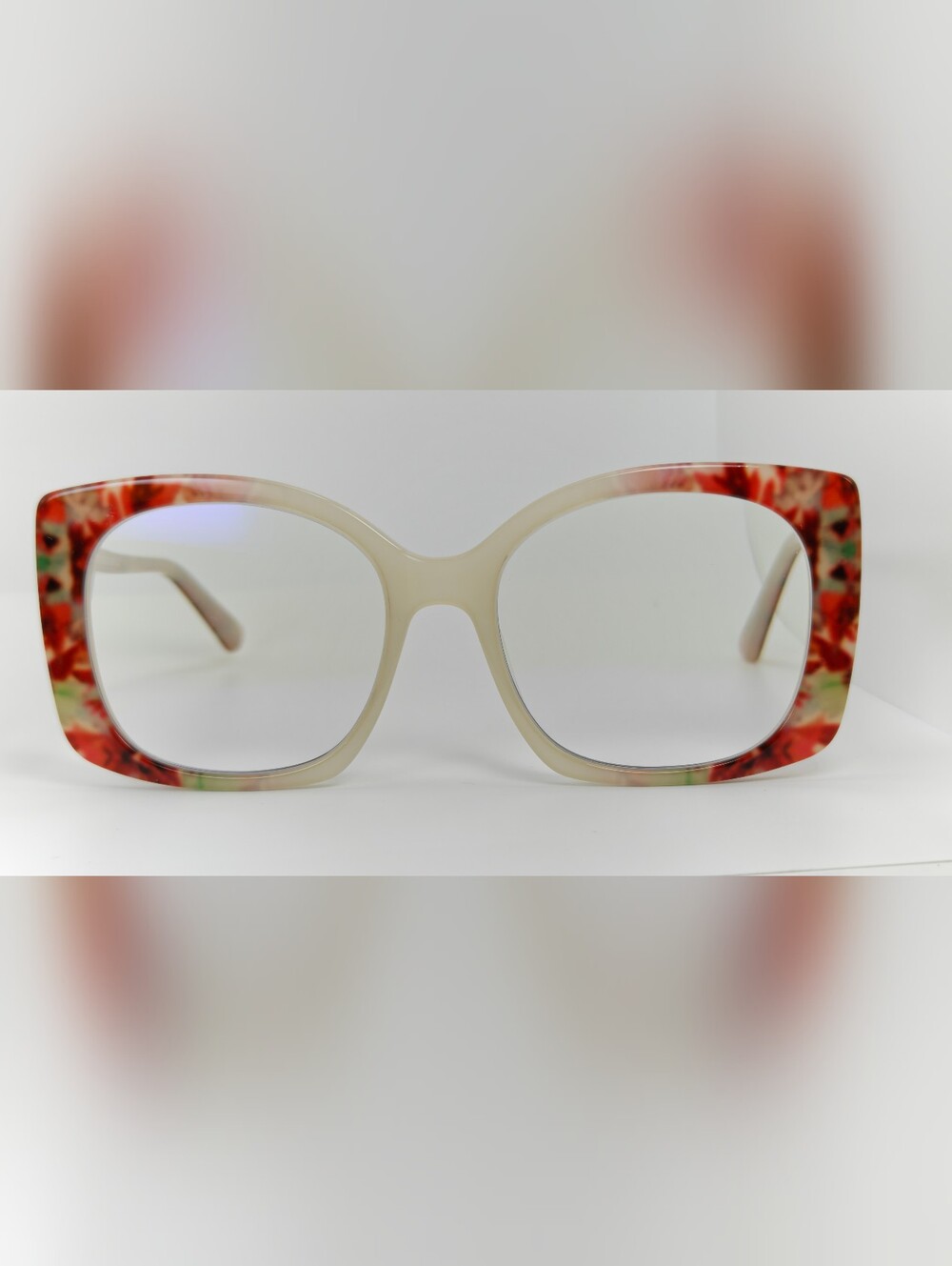 Amaryllis. Red Floral Women's Frame. Large Acetate.